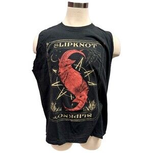 y2k Vintage original Slipknot Black Sleeveless Tank Top 2XL Goat Tarot Graphic